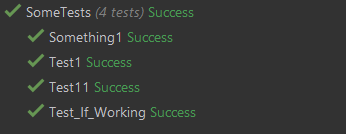 Rider and unit tests result: Test1, Something1, Test11...