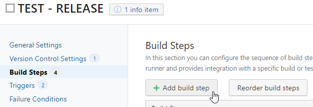 TeamCity - adding a new build step button