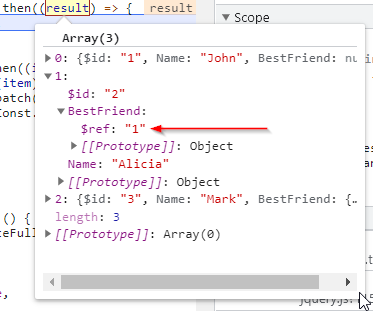 JSON result from ASP.NET controller with $ref: "1" instead of a real object. Example of JSON.NET circular references