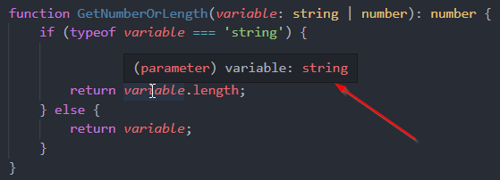 TypeScript types narrowing figures out the type of variable is "string"